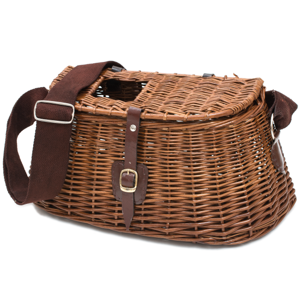 Fischerkorb , Pilzkorb , Weidenkorb mit Umhängegurt, Fliegenfischerkorb , Pilzesammlerkorb